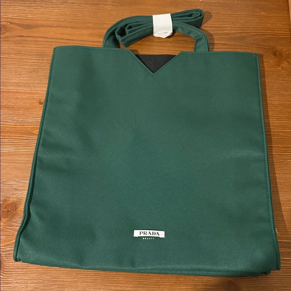 PRADA Beauty Forest Green Tote Bag with Strap & Dust Bag Brand New!! - Picture 3 of 10
